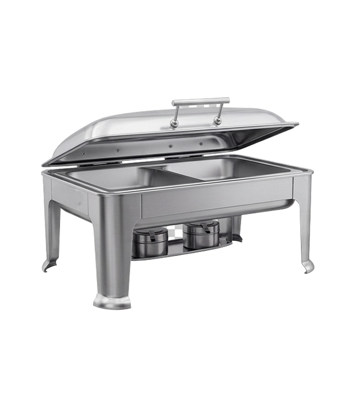 Rosetti 9.0 Liters Rectangular Chafing Dish with Glass Lid and Stainless-Steel Body (RSJ104)