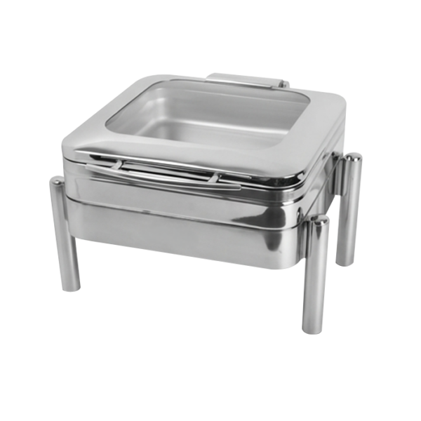 Rosetti 9.0 Liters SQ Chafing Dish with Stand and Glass Lid with Stainless Steel Body (RSA1120)
